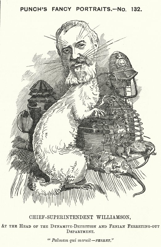 Punch tegneserie: Adolphus Williamson, britisk politibetjent og første leder af detektivafdelingen af Metropolitan Police (gravering) af Edward Linley (after) Sambourne
