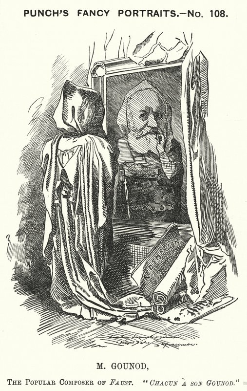 Punch tegneserie: Charles Gounod, fransk komponist (gravering) af Edward Linley (after) Sambourne