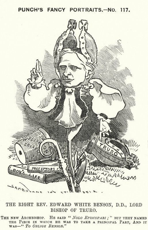 Punch tegneserie: Edward White Benson, engelsk biskop (gravering) af Edward Linley (after) Sambourne