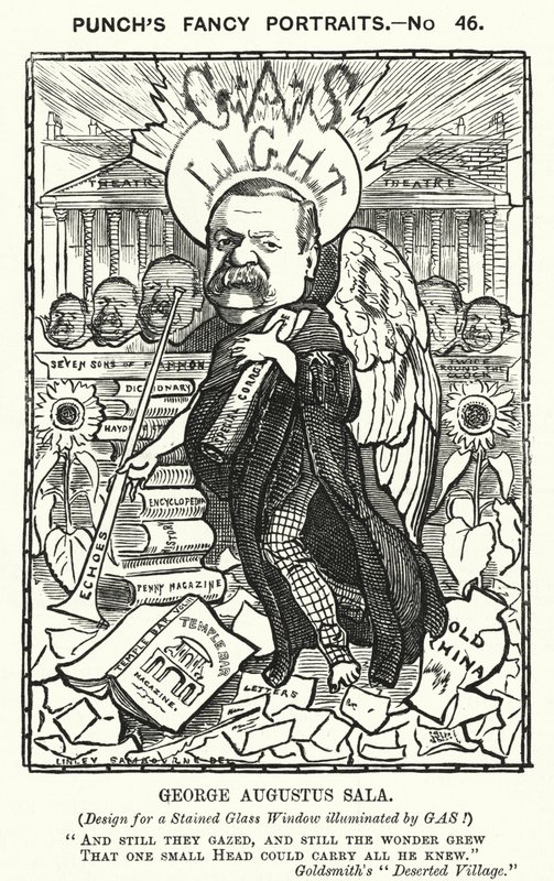 Punch tegneserie: George Augustus Sala, engelsk forfatter og journalist (gravering) af Edward Linley (after) Sambourne