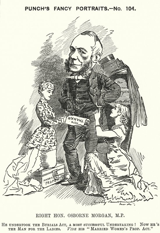 Punch tegneserie: George Osborne Morgan, walisisk advokat og liberal politiker (gravering) af Edward Linley (after) Sambourne