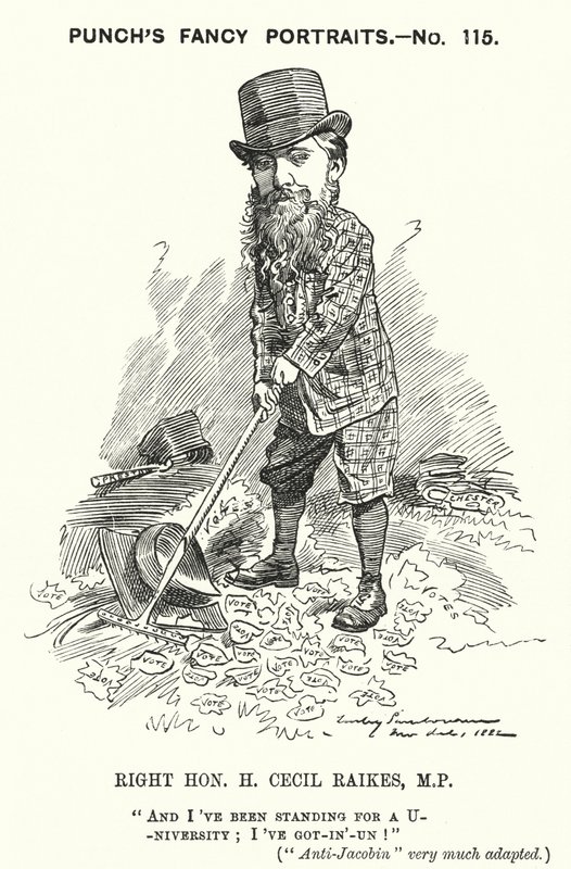 Punch tegneserie: Henry Cecil Raikes, engelsk konservativ politiker (gravering) af Edward Linley (after) Sambourne