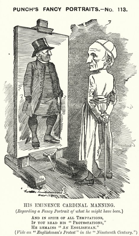 Punch tegneserie: Henry Edward Manning, engelsk kardinal og katolsk ærkebiskop af Westminster (gravering) af Edward Linley (after) Sambourne