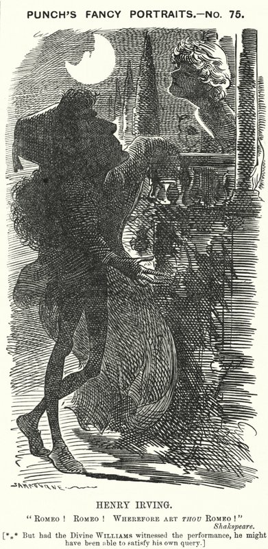 Punch tegnefilm: Henry Irving, engelsk skuespiller (gravering) af Edward Linley (after) Sambourne