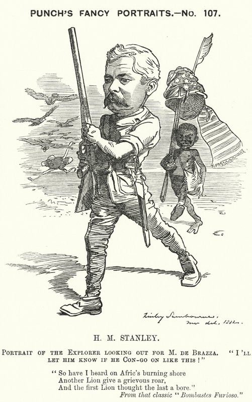Punch tegnefilm: Henry Morton Stanley, walisisk journalist og opdagelsesrejsende (gravering) af Edward Linley (after) Sambourne