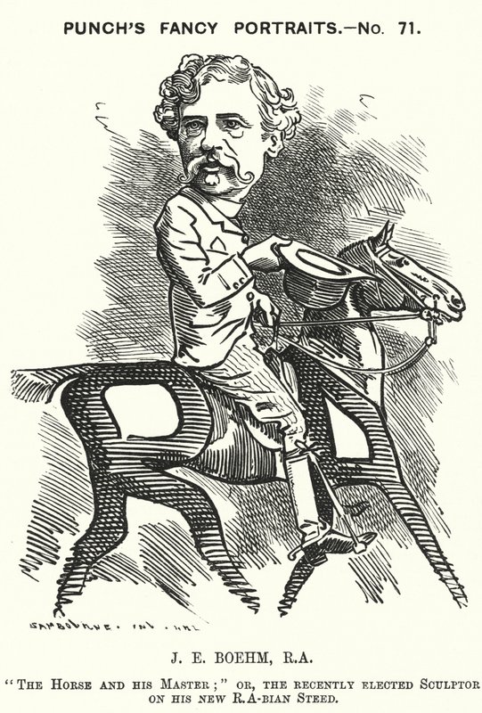 Punch tegneserie: Joseph Edgar Boehm, engelsk billedhugger (gravering) af Edward Linley (after) Sambourne