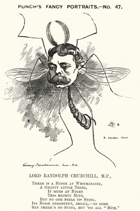 Punch tegneserie: Lord Randolph Churchill, engelsk konservativ politiker (gravering) af Edward Linley (after) Sambourne