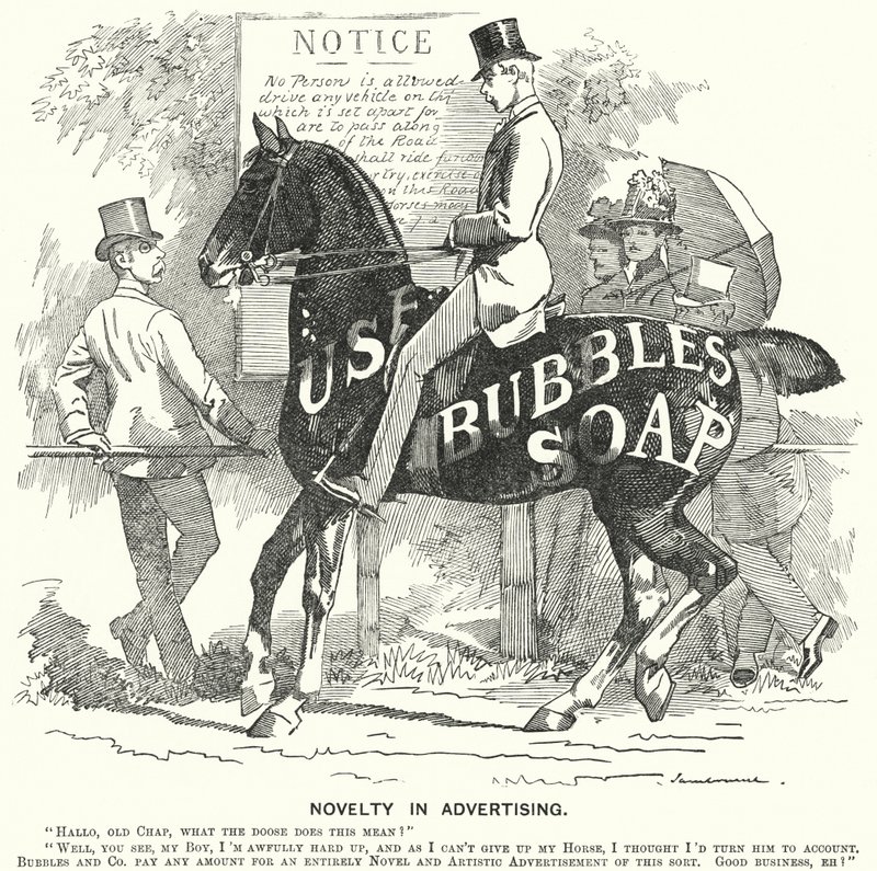 Punch tegneserie: Novelty in Advertising (gravering) af Edward Linley (after) Sambourne
