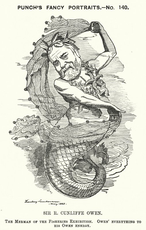 Punch tegneserie: Philip Cunliffe-Owen, britisk udstillingsarrangør og direktør for South Kensington Museum, London (gravering) af Edward Linley (after) Sambourne