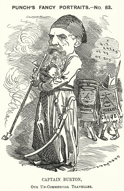 Punch tegneserie: Richard Burton, engelsk opdagelsesrejsende, geograf og diplomat (gravering) af Edward Linley (after) Sambourne