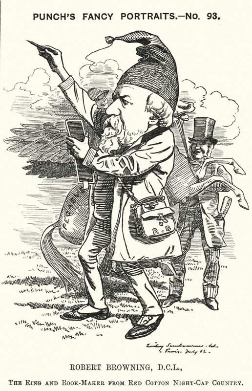 Punch tegneserie: Robert Browning, engelsk digter og dramatiker (gravering) af Edward Linley (after) Sambourne