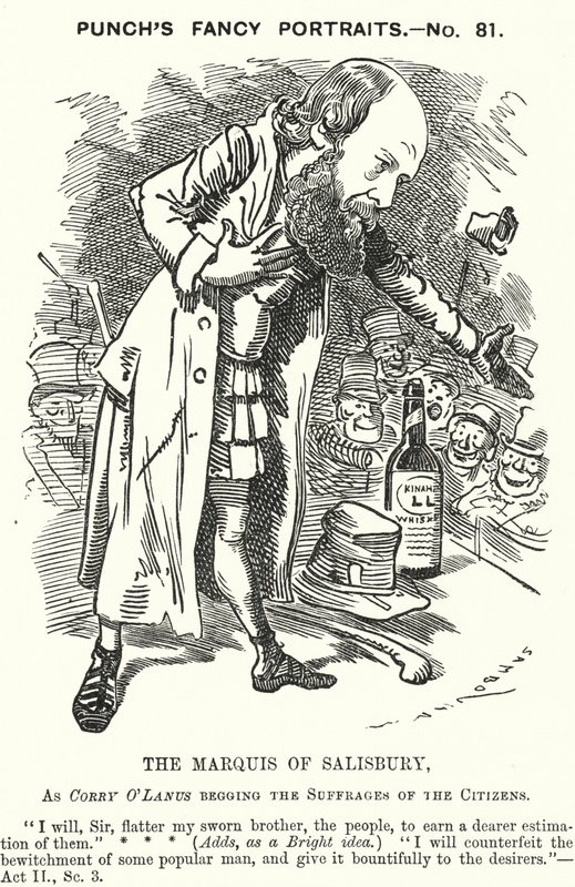 Punch tegneserie: Robert Gascoyne-Cecil, 3. Marquess of Salisbury, engelsk konservativ politiker (gravering) af Edward Linley (after) Sambourne