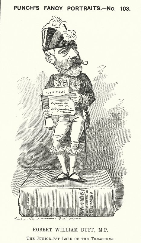 Punch tegneserie: Robert William Duff, skotsk liberal politiker (gravering) af Edward Linley (after) Sambourne