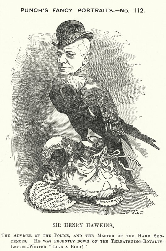 Punch tegnefilm: Sir Henry Hawkins af Edward Linley (after) Sambourne
