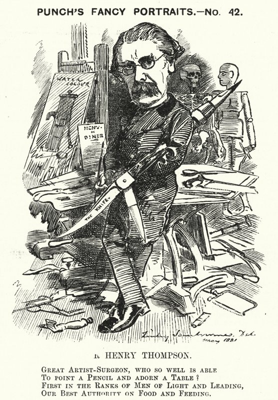 Punch tegneserie: Sir Henry Thompson, engelsk kirurg (gravering) af Edward Linley (after) Sambourne