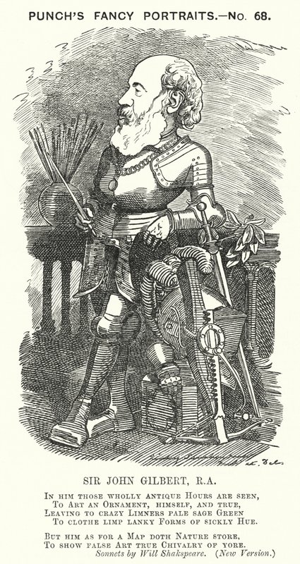 Punch tegneserie: Sir John Gilbert, engelsk kunstner (gravering) af Edward Linley (after) Sambourne