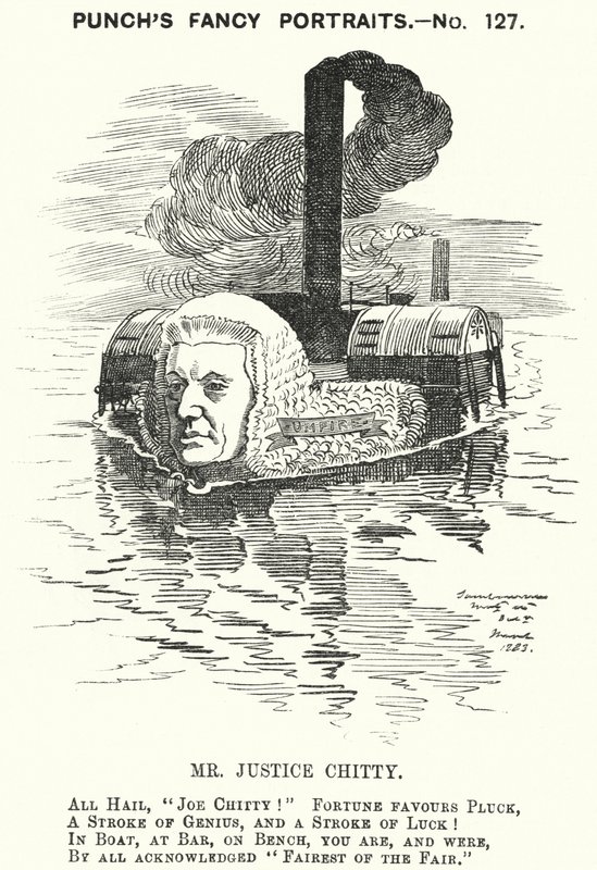 Punch tegneserie: Sir Joseph William Chitty, engelsk dommer, liberal politiker og sportsmand (gravering) af Edward Linley (after) Sambourne