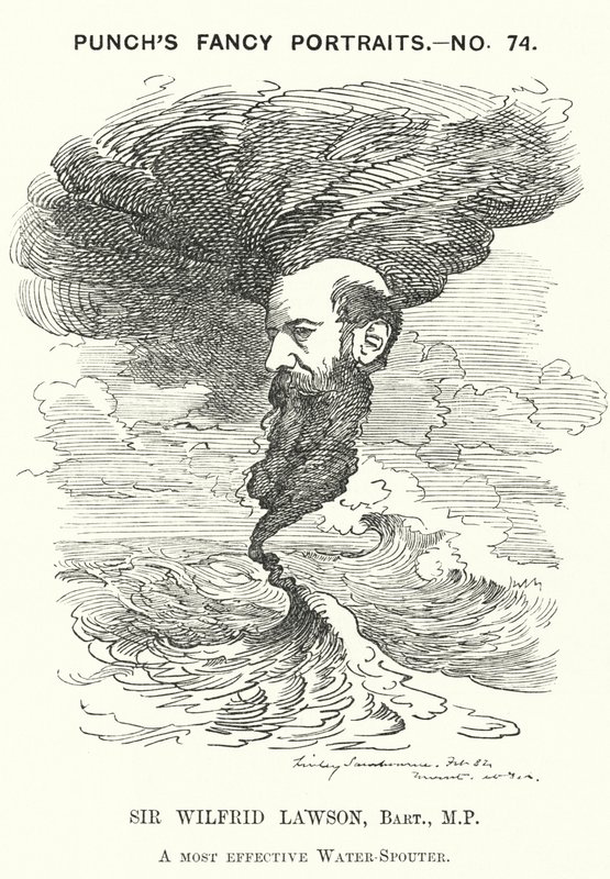 Punch tegneserie: Sir Wilfrid Lawson, engelsk radikal liberal politiker og temperamentsforkæmper (gravering) af Edward Linley (after) Sambourne