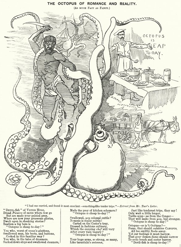 Punch tegnefilm: The Octopus of Romance and Reality (gravering) af Edward Linley (after) Sambourne