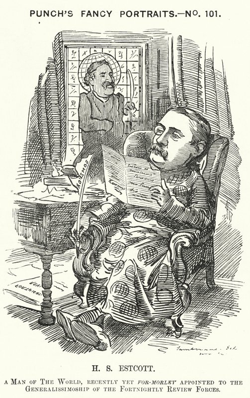 Punch tegneserie: Thomas Hay Sweet Estcott, engelsk journalist og redaktør (gravering) af Edward Linley (after) Sambourne