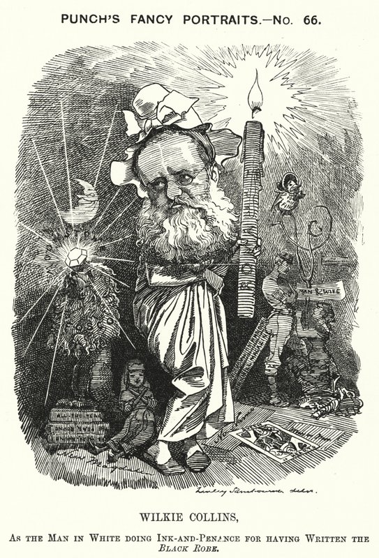 Punch tegnefilm: Wilkie Collins, engelsk romanforfatter, dramatiker og novelleforfatter (gravering) af Edward Linley (after) Sambourne