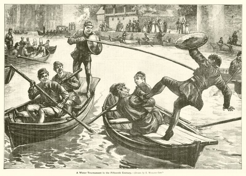 En vandturnering i det femtende århundrede (gravering) af Edward Morant Cox