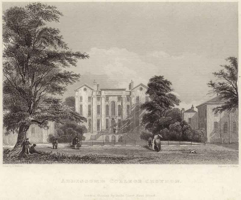 Addiscombe College i Croydon (gravering) af Edward Pritchett