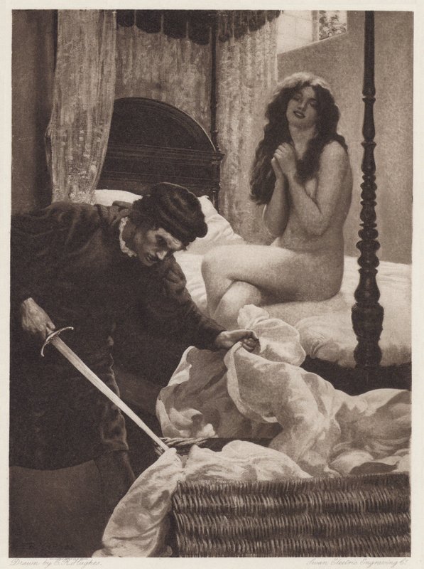 Il Pecorone: Dag I, Roman II, A Lesson in Love (litho) af Edward Robert Hughes
