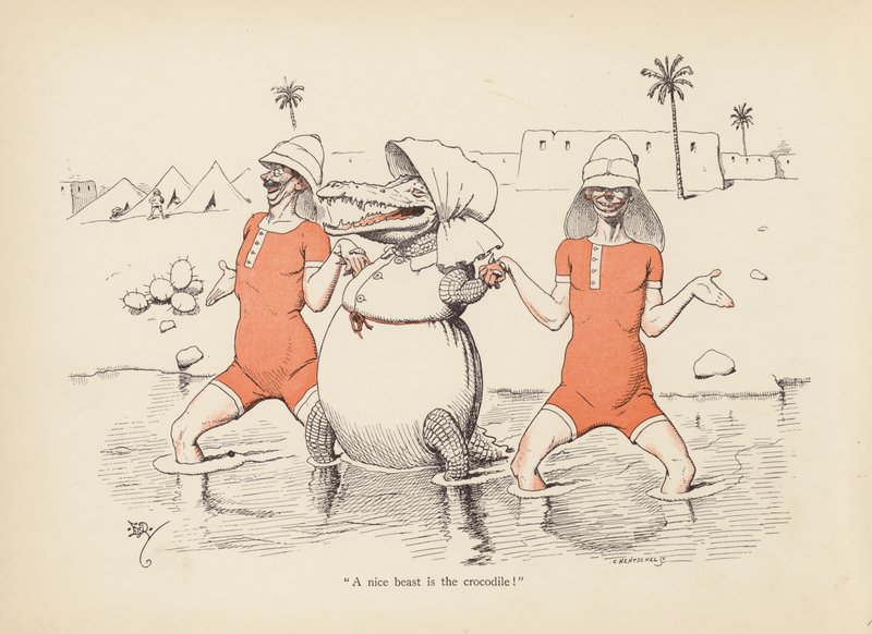 Haler med et twist: Krokodillen (farve litho) af Edward Tennyson Reed
