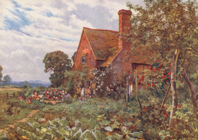 Den ensomme hytte, hvor jeg bor (farvelitografi) af Edward Wilkins Waite