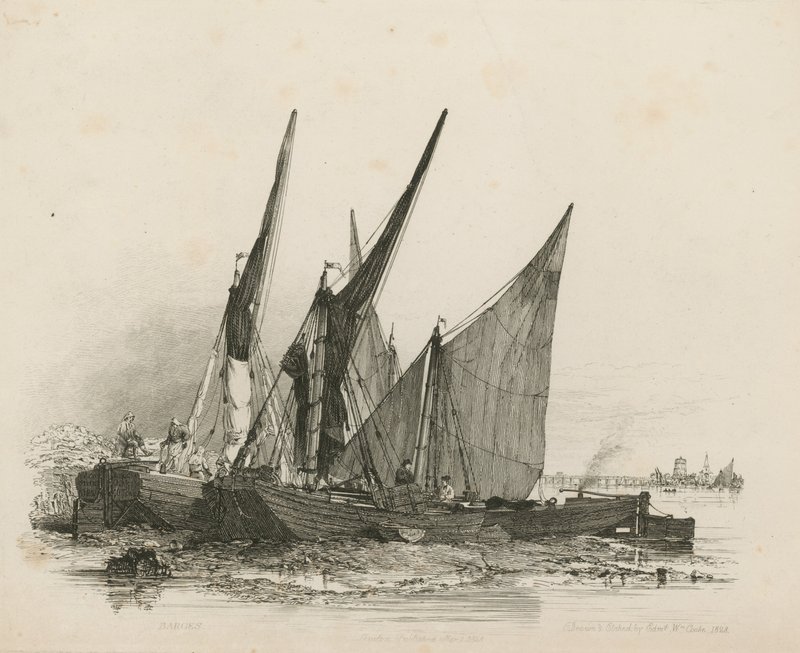 Pramme på Themsen af Edward William Cooke
