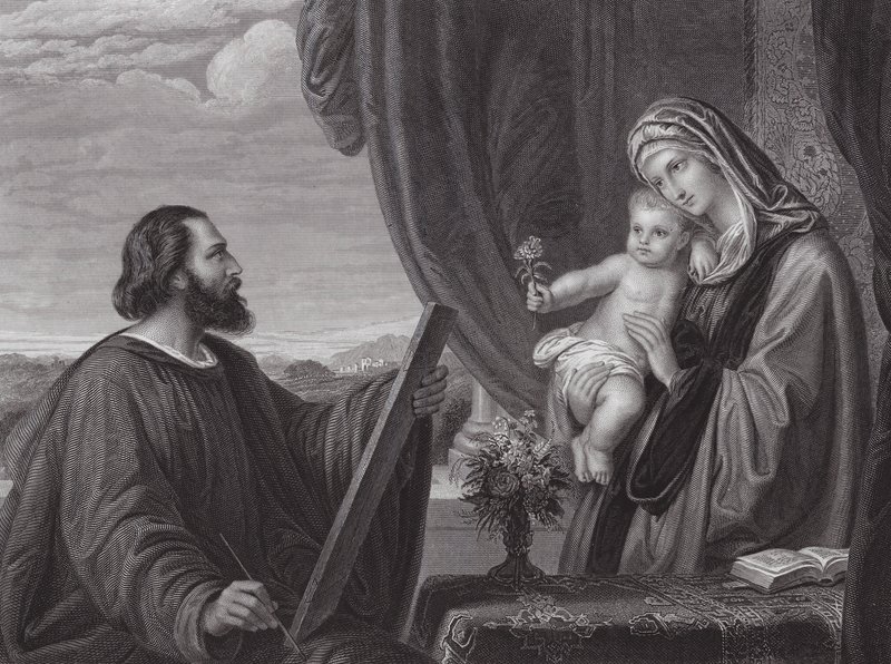 Sankt Lukas og Jomfru Maria (kobberstik) af Edward von Steinle