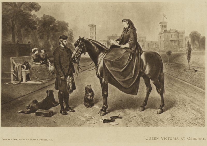 Dronning Victoria sidder på en hest ved Osborne af Edwin Landseer