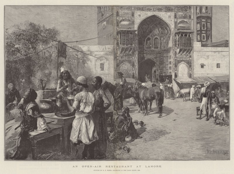 En udendørs restaurant i Lahore af Edwin Lord Weeks