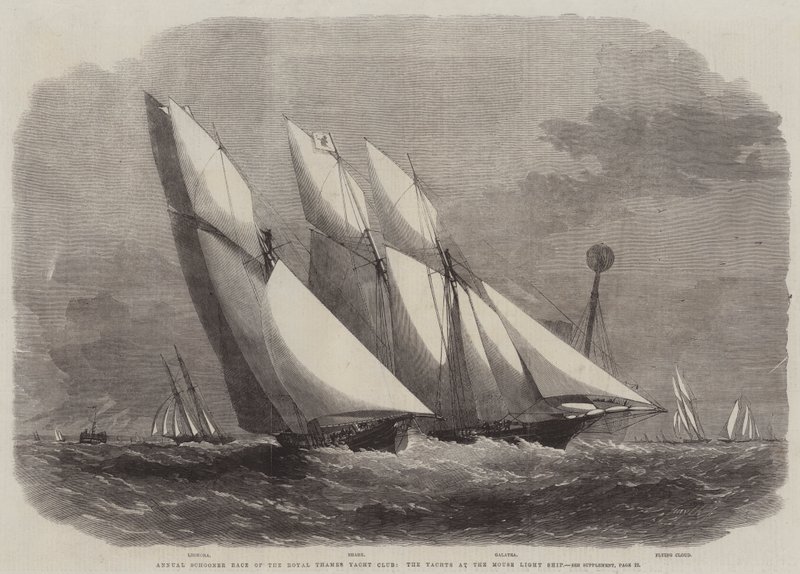 Årligt skonnerterløb i Royal Thames Yacht Club, yachter ved Mouse Light Ship af Edwin Weedon