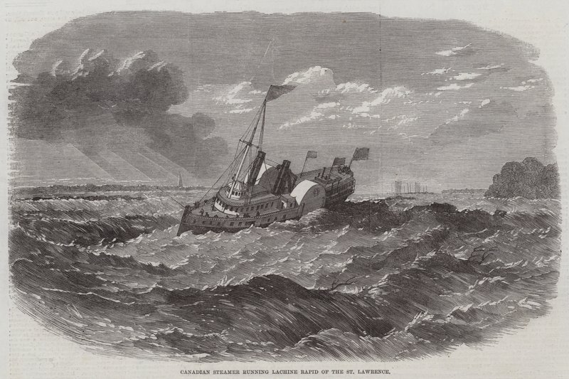 Canadisk Steamer, der kører Lachine Rapid fra St Lawrence af Edwin Weedon
