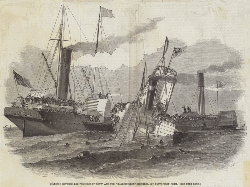 Kollision mellem hertuginden af Kent og Ravensbourne Steamers, ud for Northfleet Point af Edwin Weedon