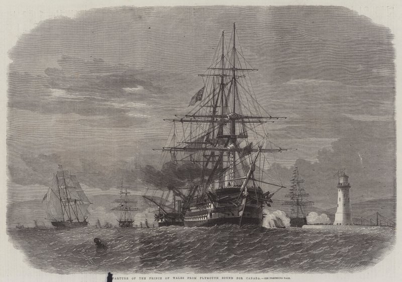 Prinsen af Wales afgang fra Plymouth Sound til Canada af Edwin Weedon