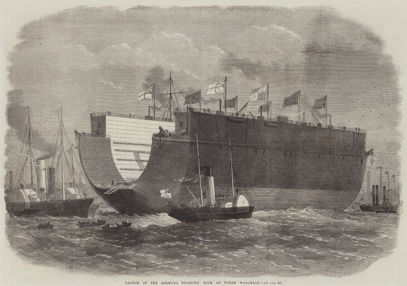 Lancering af Bermuda Floating Dock ved North Woolwich af Edwin Weedon