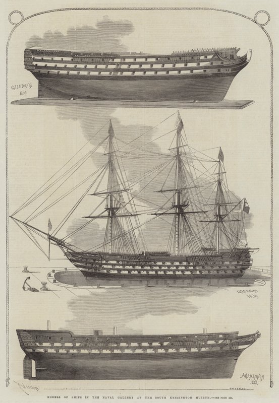 Modeller af skibe i Naval Gallery på South Kensington Museum af Edwin Weedon