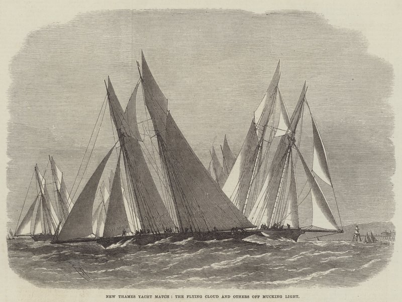 Ny Thames Yacht Match, Flying Cloud og andre fra Mucking Light af Edwin Weedon