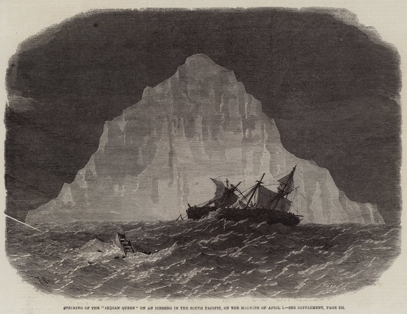 Angreb af den indiske dronning på et isbjerg i det sydlige Stillehav, om morgenen den 1. april af Edwin Weedon