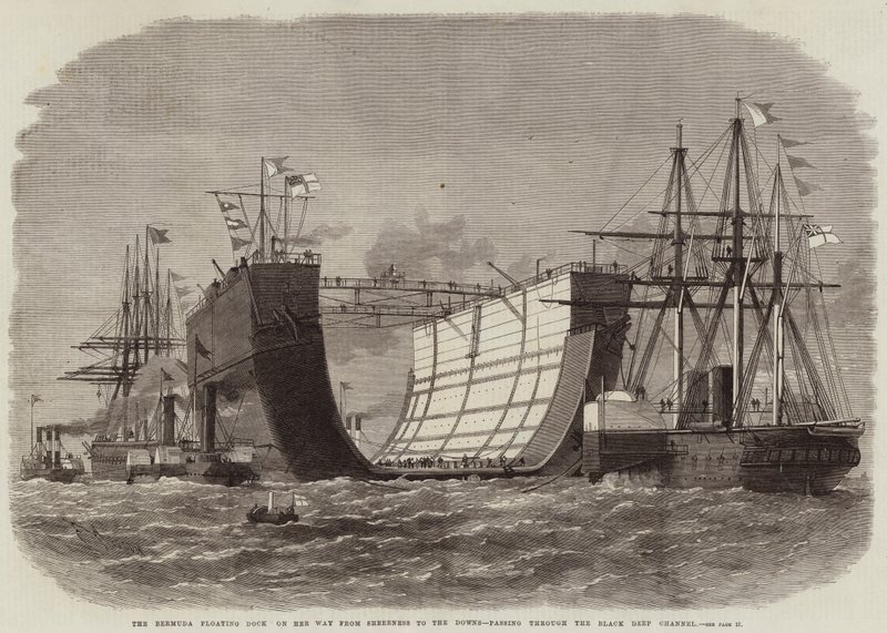 Bermudas flydedok på vej fra Sheerness til Downs, der passerer gennem Black Deep Channel af Edwin Weedon