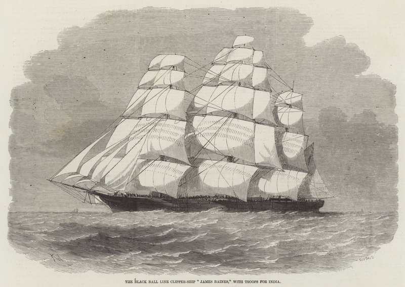 The Black Ball Line Clipper-skib James Baines, med tropper til Indien af Edwin Weedon