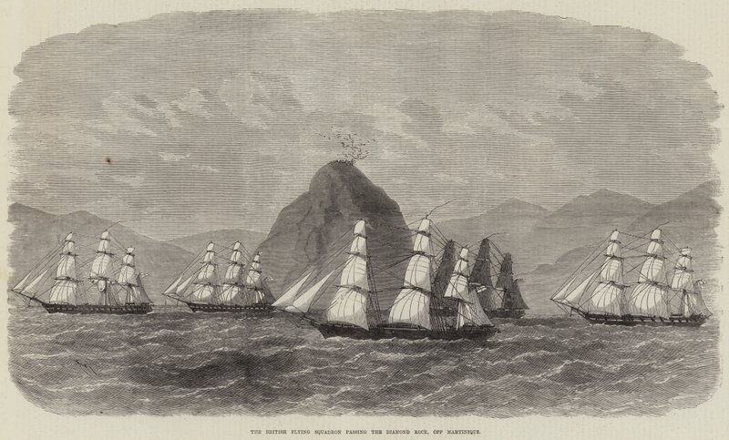 British Flying Squadron passerer Diamond Rock, ud for Martinique af Edwin Weedon