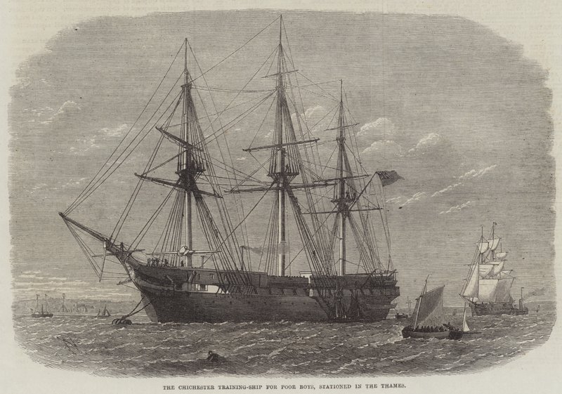 Chichester Training-Ship for Poor Boys, stationeret i Themsen af Edwin Weedon
