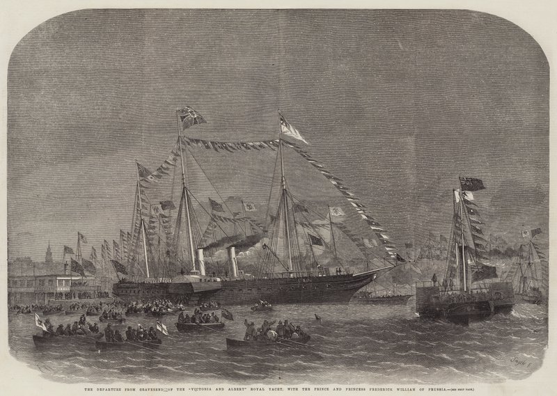 Afgangen fra Gravesend af Victoria og Albert Royal Yacht, med prinsen og prinsesse Frederick William af Preussen af Edwin Weedon