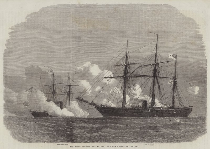 Kampen mellem Alabama og Kearsarge af Edwin Weedon