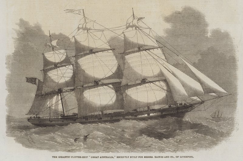 The Gigantic Clipper-Ship Great Australia, for nylig bygget til Messers Baines and Company, Liverpool af Edwin Weedon