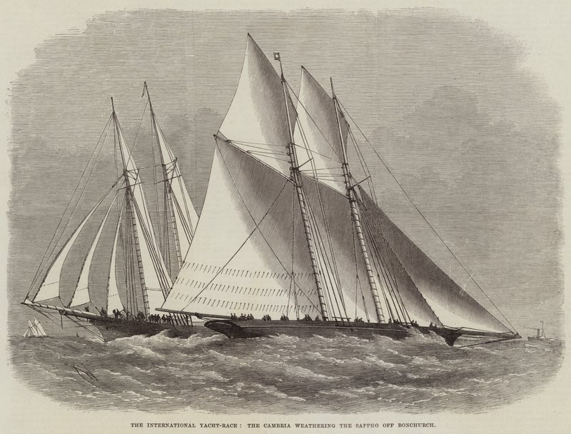 Det Internationale Yacht-race, Cambria forvitrer Sappho ud for Bonchurch af Edwin Weedon